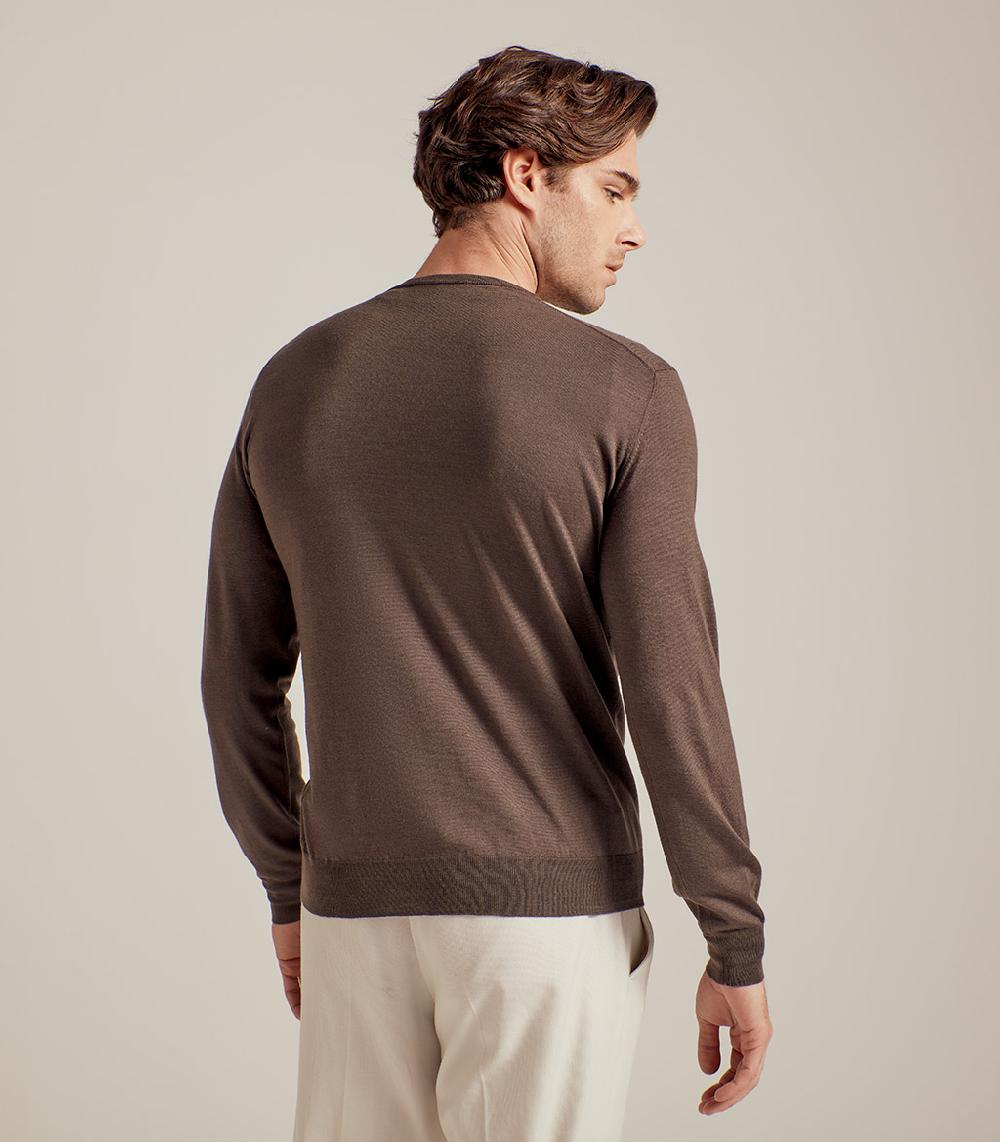 S.Moritz COLLO V LANA SETA CASHMERE - CACAO Prezzo Ridotto