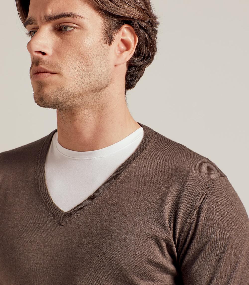 S.Moritz COLLO V LANA SETA CASHMERE - CACAO Prezzo Ridotto