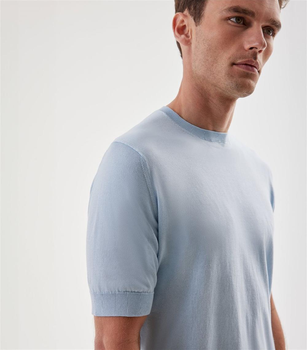 S.Moritz T-shirt celeste da uomo in cotone giza | S.Moritz Sito Ufficiale Sottocosto