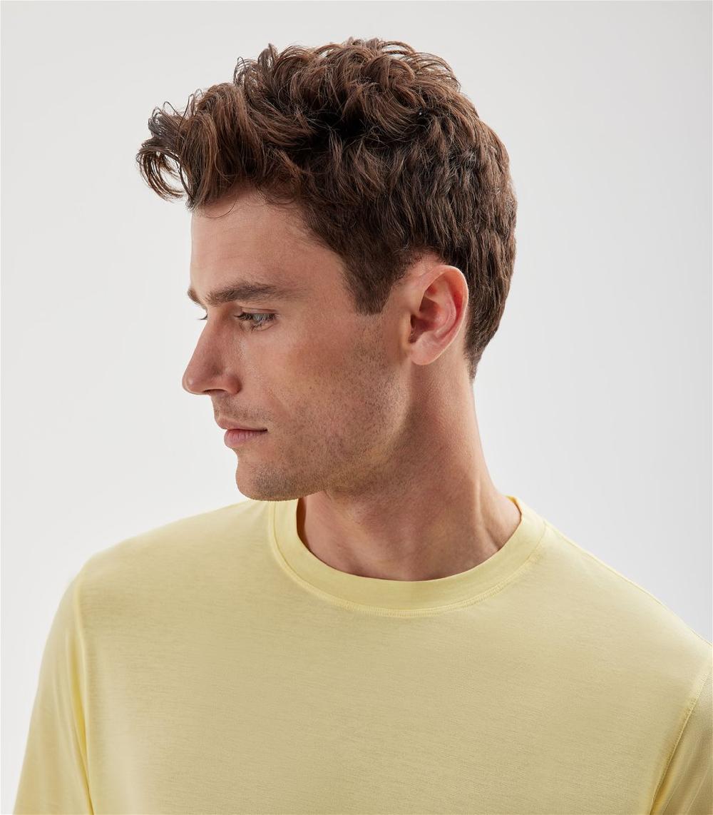 S.Moritz T-shirt gialla da uomo in cotone crepe | S.Moritz Sito Ufficiale Sconto