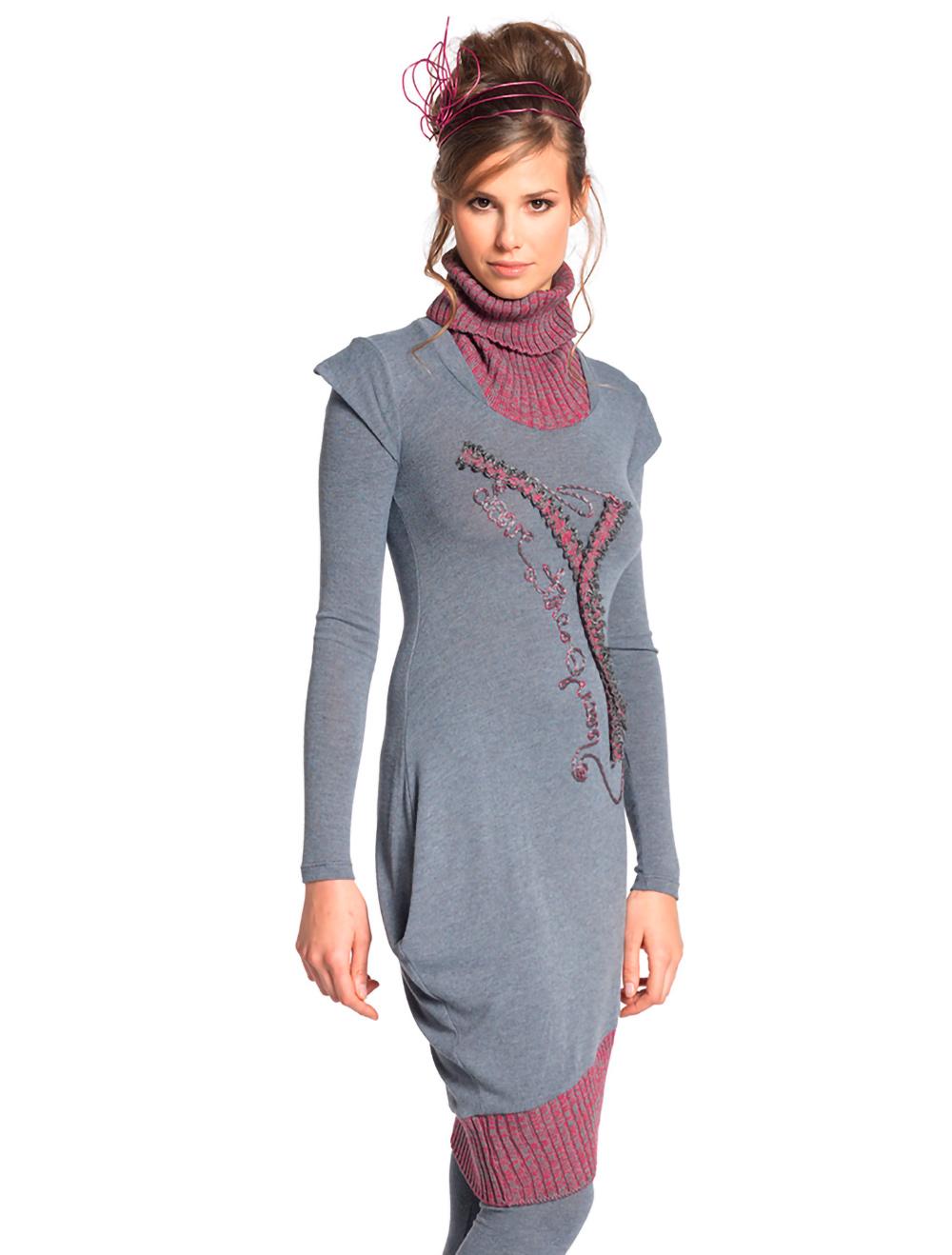 Save The Queen Vestito lungo grigio con ricamo + leggins Vendita Economica