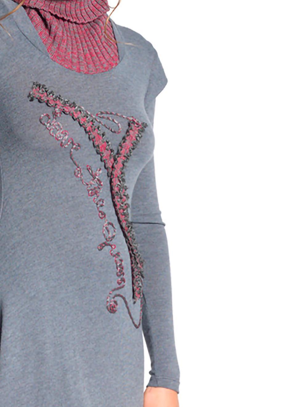 Save The Queen Vestito lungo grigio con ricamo + leggins Vendita Economica