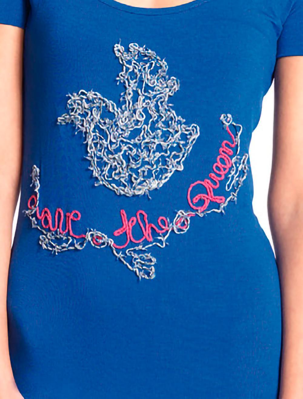 Save The Queen Camicia da notte bluette corta con ricamo con cardigan Negozio