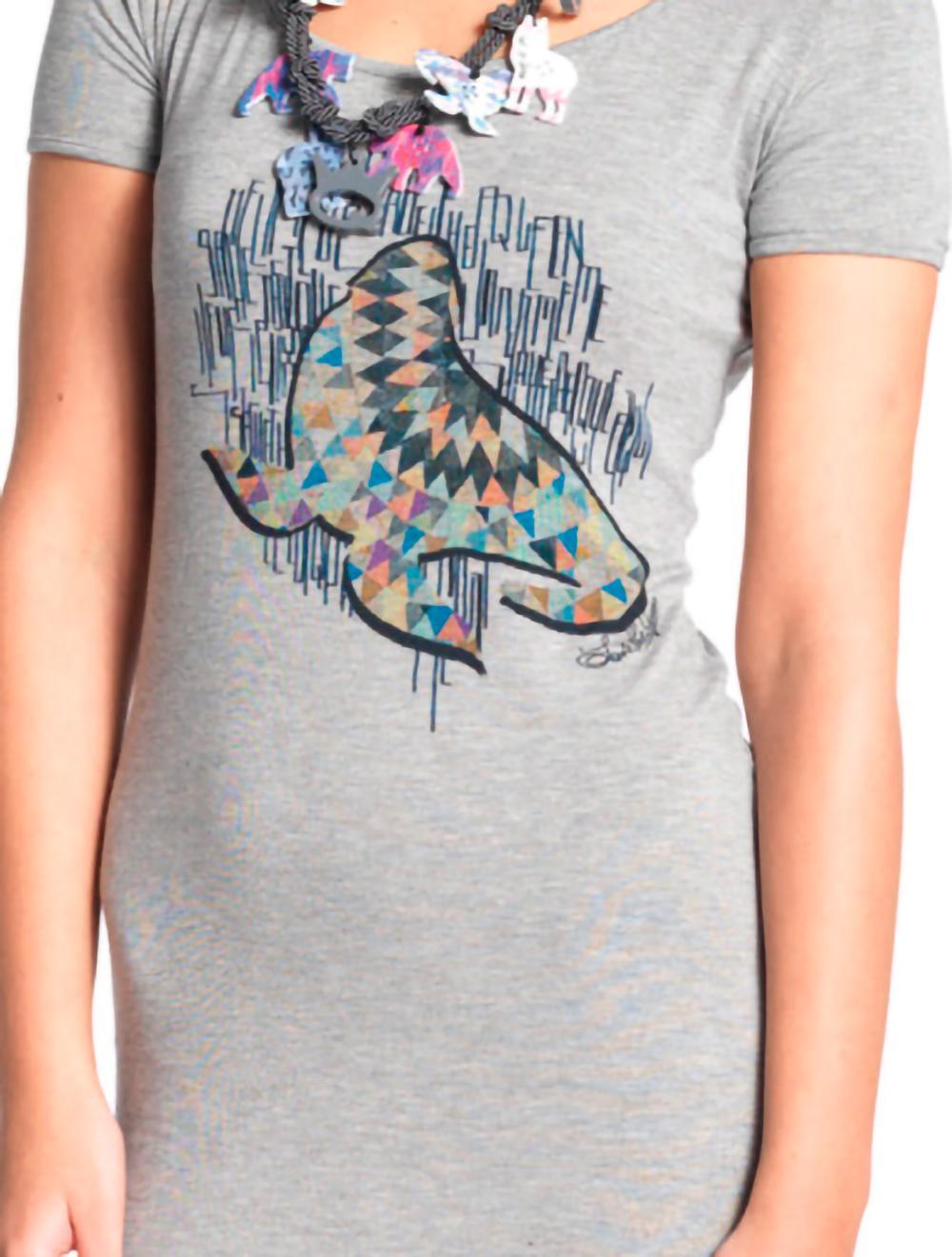 Save The Queen Set t-shirt lunga grigia con leggings Moda