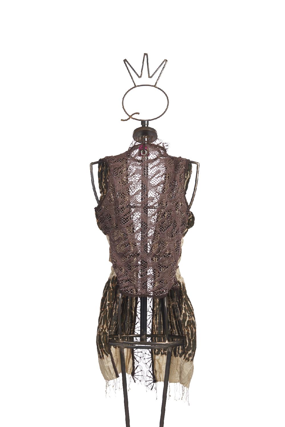 Save The Queen Gilet in seta plissettata stampata e pizzo elasticizzato Sconto
