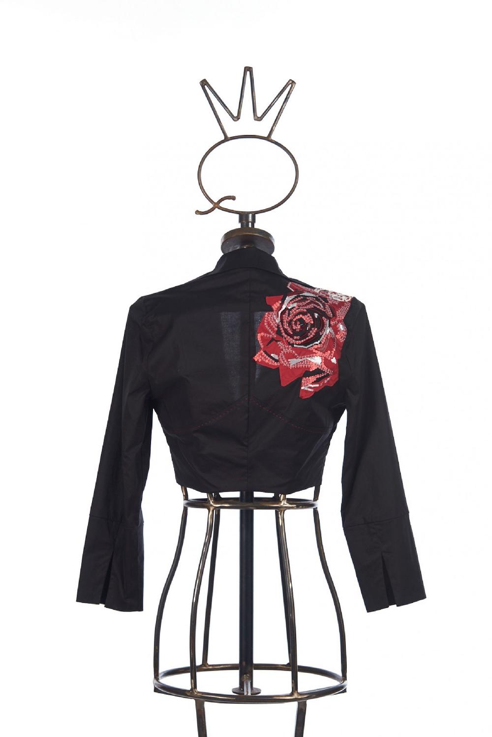 Save The Queen Giacca corta con rosa ricamata Offerte