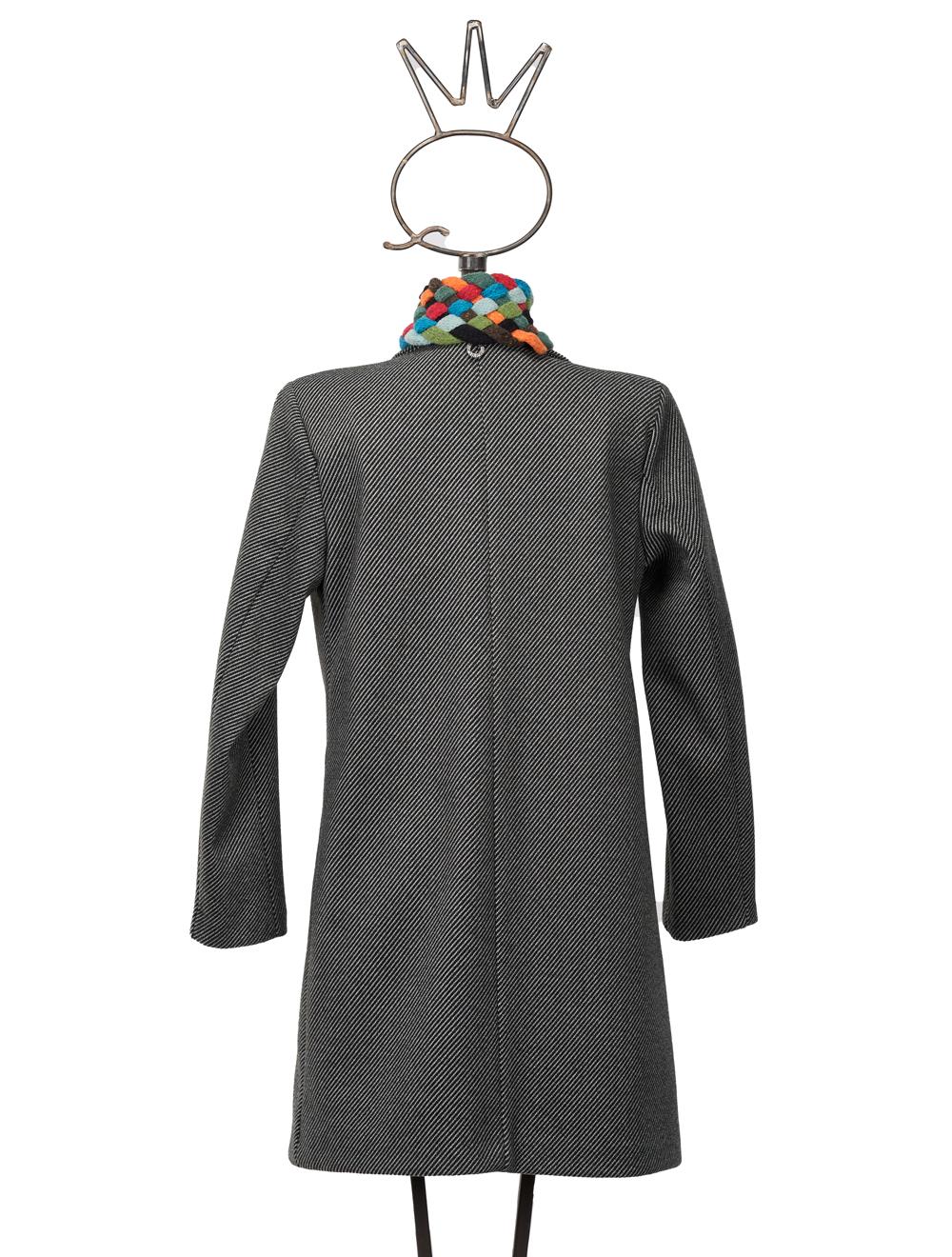 Save The Queen Cappotto corto nero spigato grigio con scaldacollo Vendite Flash