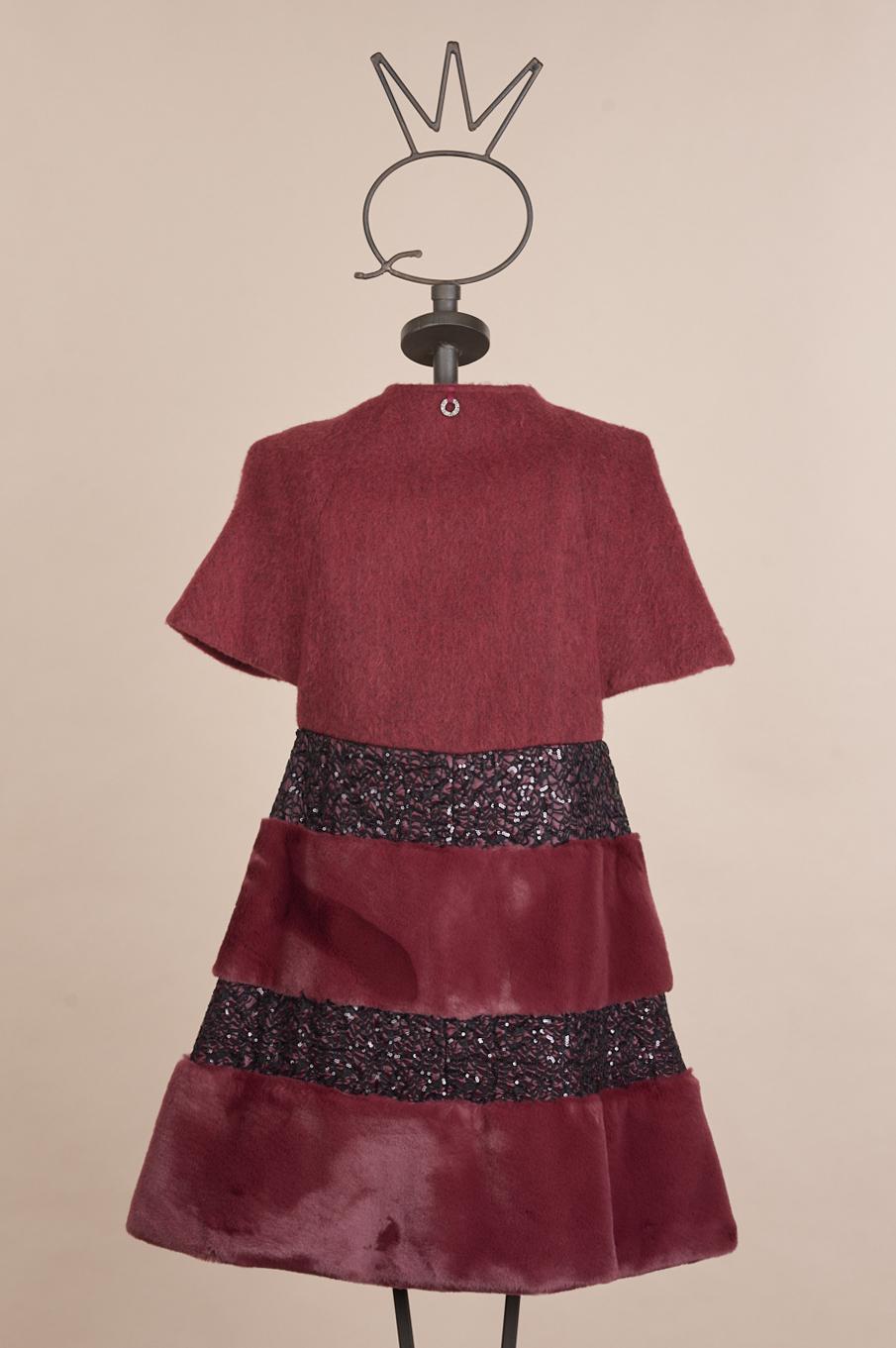 Save The Queen Mantella in lana ed eco pelliccia con dettagli di paillettes In Saldo
