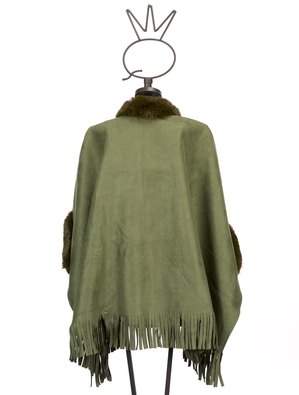 Save The Queen Mantella con frange in eco shearling Pezzi Unici