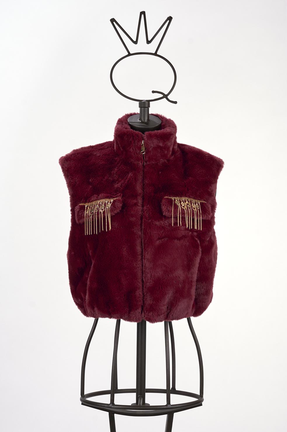 Save The Queen Gilet in ecopelliccia bordeaux Affare Del Giorno