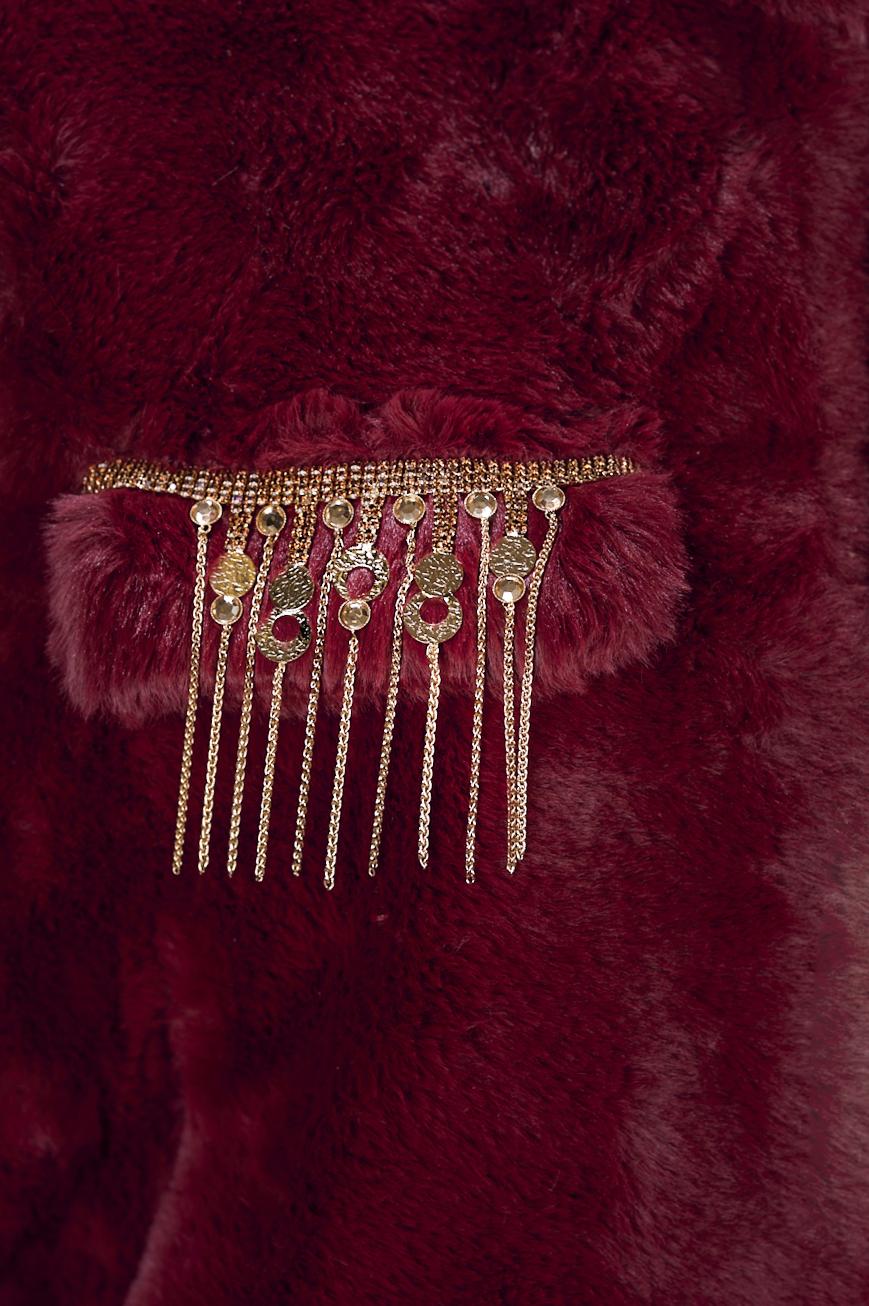Save The Queen Gilet in ecopelliccia bordeaux Affare Del Giorno