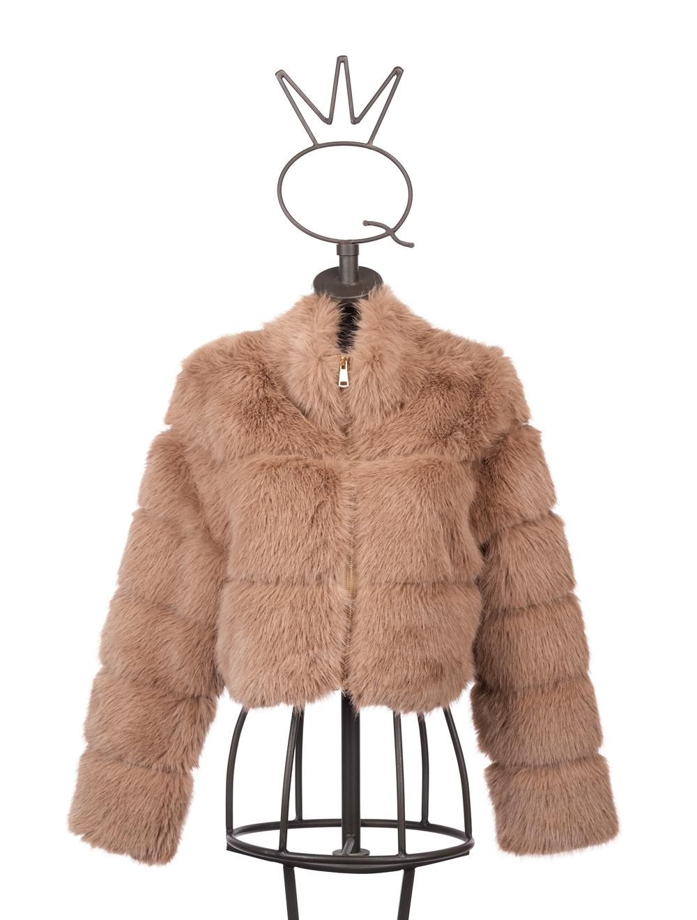 Save The Queen Giubbino beige in ecopelliccia Presa
