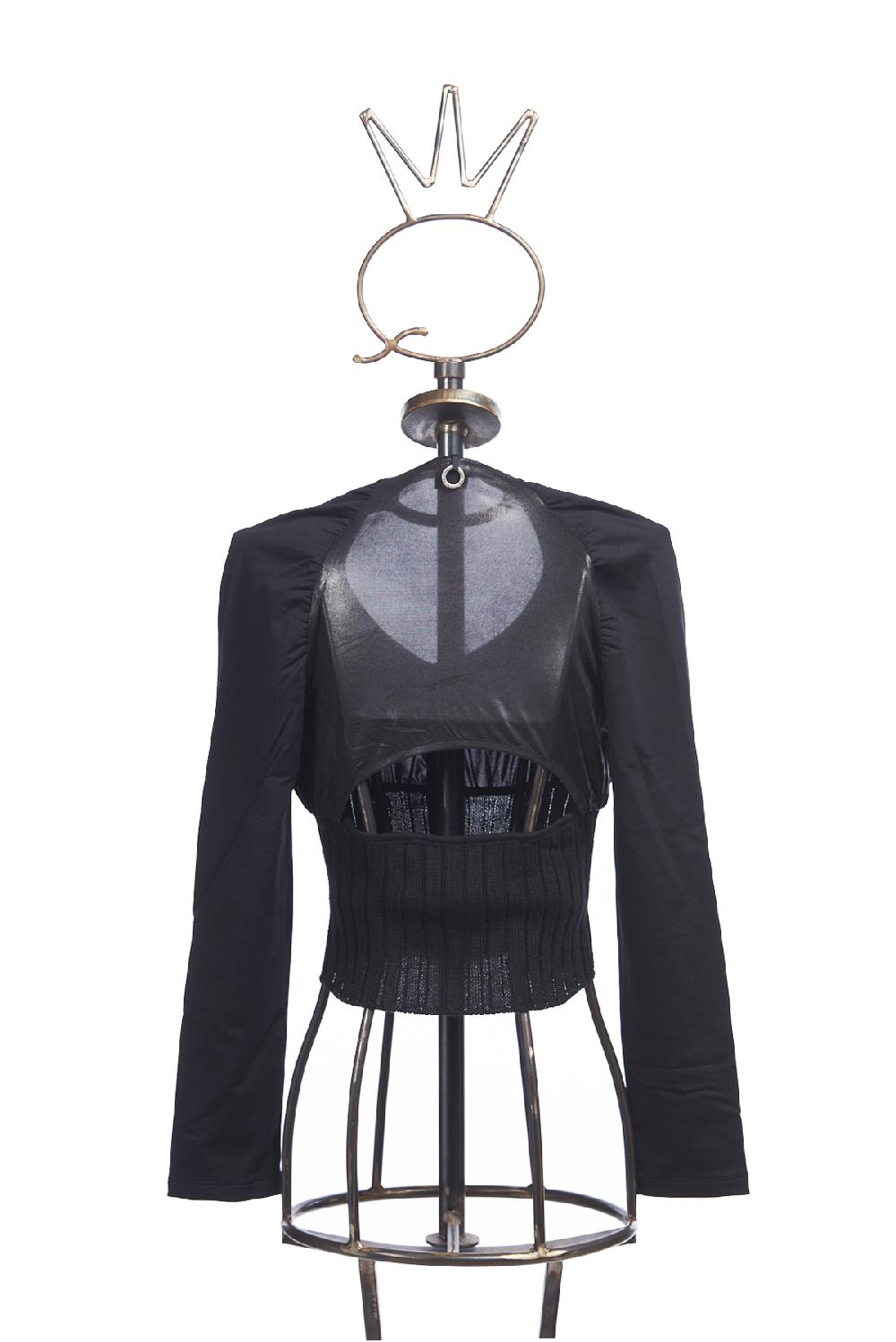 Save The Queen Giacchino corto nero in jersey e inserti in maglia Saldi