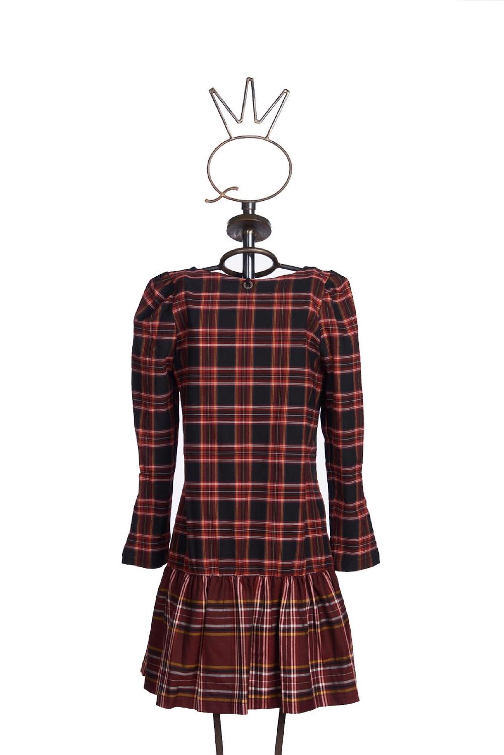 Save The Queen vestito corto in tessuto tartan con ricamo In Saldo