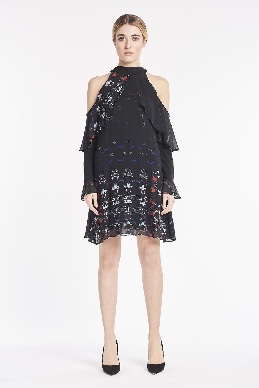 Save The Queen vestito corto in voile di viscosa stampato Outlet