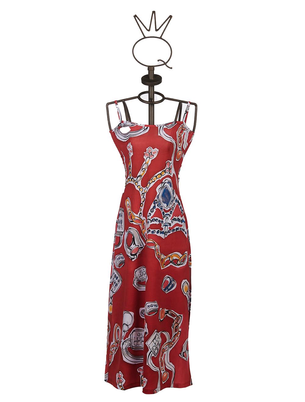 Save The Queen Vestito lungo con stampa “anelli” e poncho in chiffon Vendite Flash