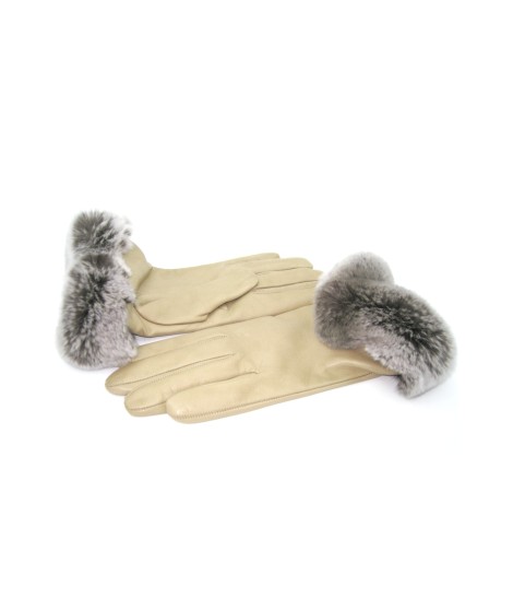 Sermoneta Gloves Guanto in Nappa 2bt con bordo Rex fodera cashmere Toupe Qualità