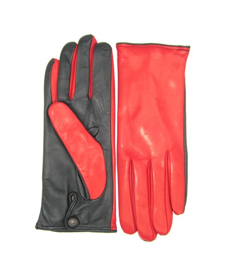 Sermoneta Gloves Guanto Nappa fodera cashmere Touch Screen Rosso/Nero Qualità Garantita