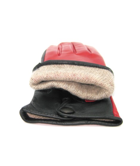 Sermoneta Gloves Guanto Nappa fodera cashmere Touch Screen Rosso/Nero Qualità Garantita