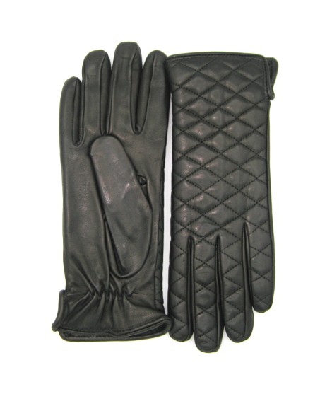 Sermoneta Gloves Guanto in Nappa trapuntato 2bt fodera cashmere Nero Pezzi Unici