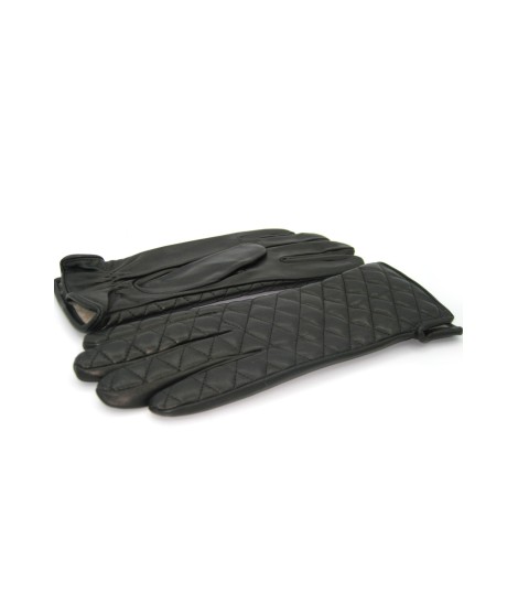Sermoneta Gloves Guanto in Nappa trapuntato 2bt fodera cashmere Nero Pezzi Unici