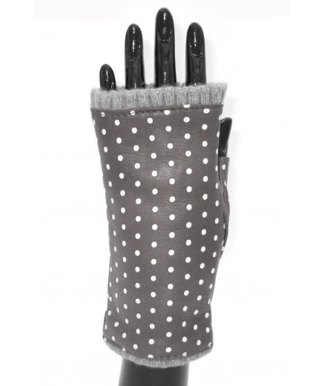 Sermoneta Gloves Guanto manicotto in Nappa stampa pois foderato cashmere Petrolio 2025