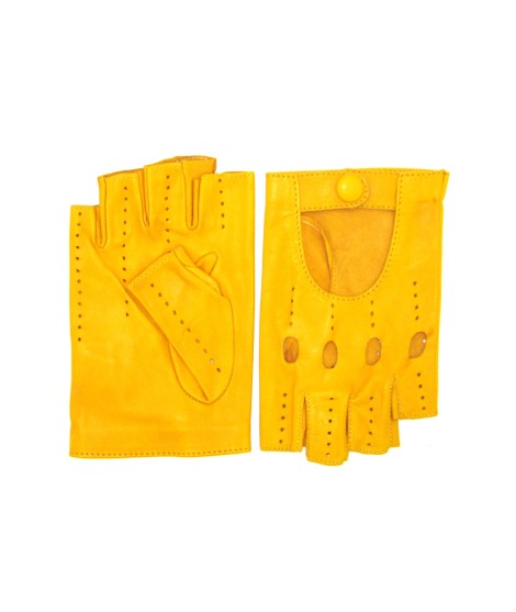 Sermoneta Gloves Guanto Guida in Nappa mezze dita Giallo ocra Promozione Limitata