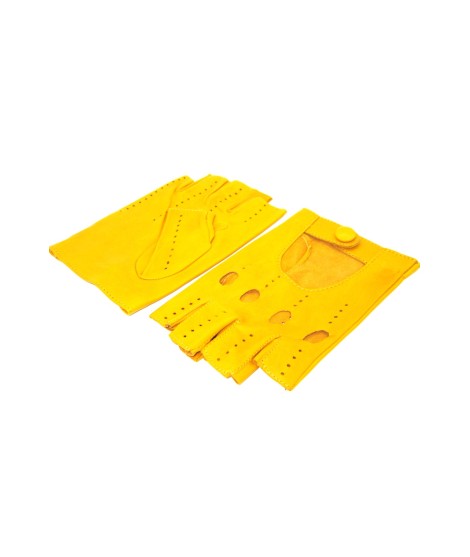 Sermoneta Gloves Guanto Guida in Nappa mezze dita Giallo ocra Promozione Limitata