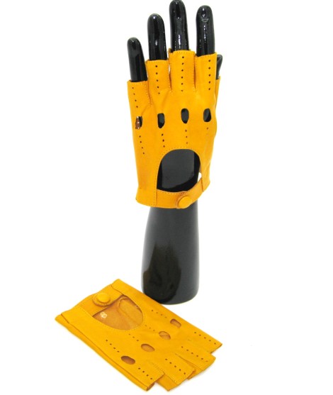 Sermoneta Gloves Guanto Guida in Nappa mezze dita Giallo ocra Promozione Limitata