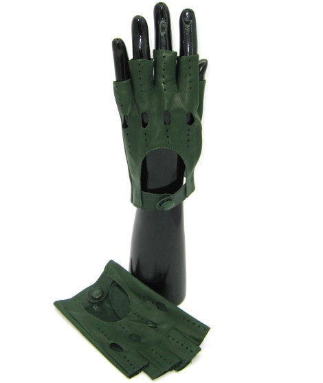 Sermoneta Gloves Guanto Guida in Nappa mezze dita Verde Oliva Fino Al -60%