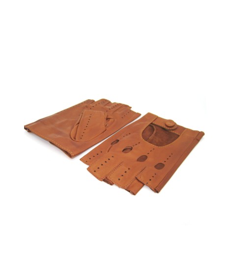 Sermoneta Gloves Guanto Guida in Nappa mezze dita Tan Shopping Online