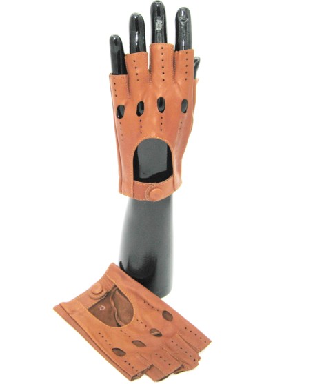 Sermoneta Gloves Guanto Guida in Nappa mezze dita Tan Shopping Online