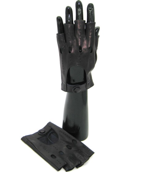 Sermoneta Gloves Guanto Guida in Nappa mezze dita Navy Prezzo Ridotto
