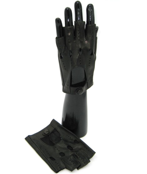 Sermoneta Gloves Guanto Guida in Nappa mezze dita Nero Sottocosto