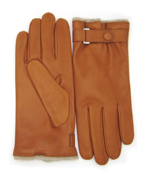 Sermoneta Gloves Guanto in Nappa foderato cashmere con cinturino Tan Offerta