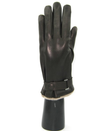 Sermoneta Gloves Guanto in Nappa foderato cashmere con cinturino T.Moro Economico