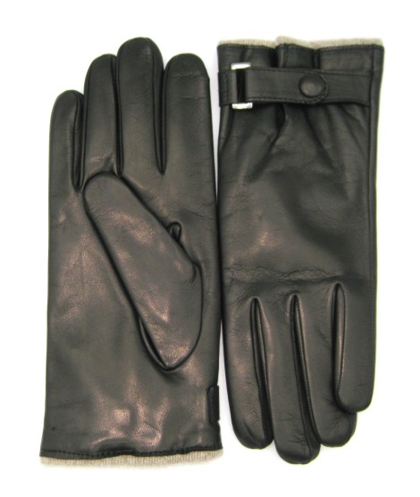 Sermoneta Gloves Guanto in Nappa foderato cashmere con cinturino Nero Online