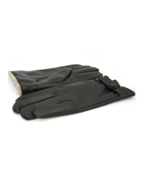 Sermoneta Gloves Guanto in Nappa foderato cashmere con cinturino Nero Online