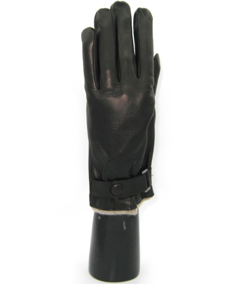 Sermoneta Gloves Guanto in Nappa foderato cashmere con cinturino Nero Online