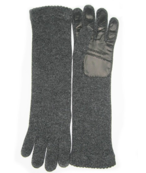 Sermoneta Gloves Guanto in 100% cashmere 4bt con palmo in Nappa Grigio scuro/Nero Qualità