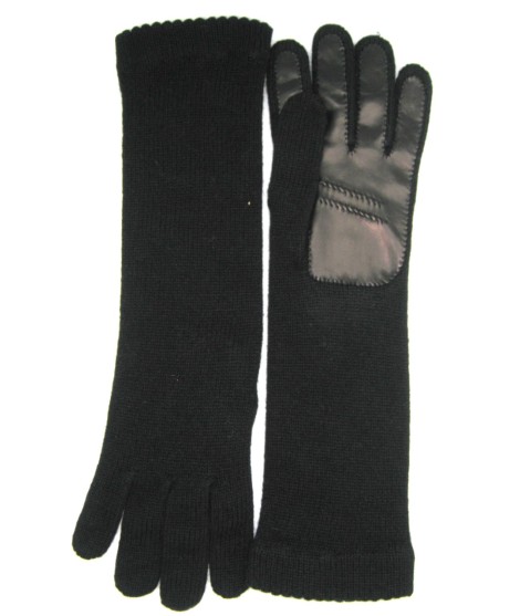 Sermoneta Gloves Guanto in 100% cashmere 4bt con palmo in Nappa Nero/Nero Spedizione Gratuita