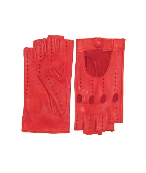 Sermoneta Gloves Guanto Guida in Nappa sfoderato 1/2 dita Rosso Pezzi Unici