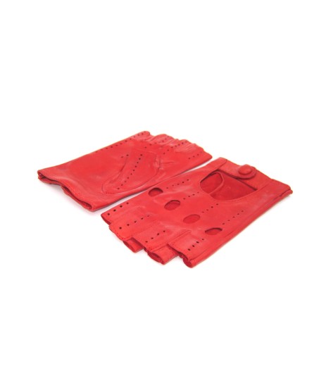 Sermoneta Gloves Guanto Guida in Nappa sfoderato 1/2 dita Rosso Pezzi Unici