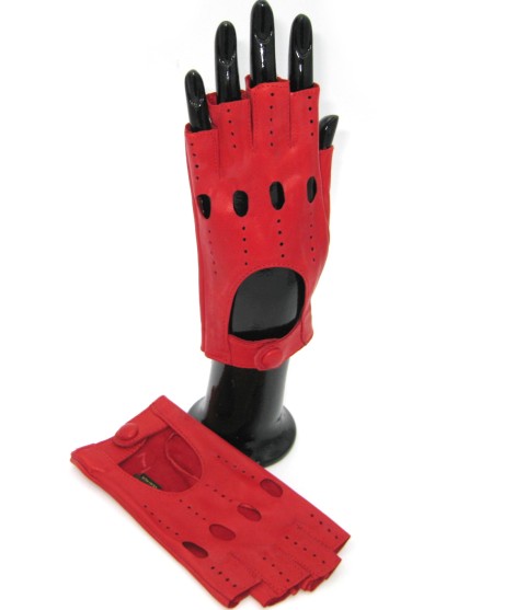 Sermoneta Gloves Guanto Guida in Nappa sfoderato 1/2 dita Rosso Pezzi Unici