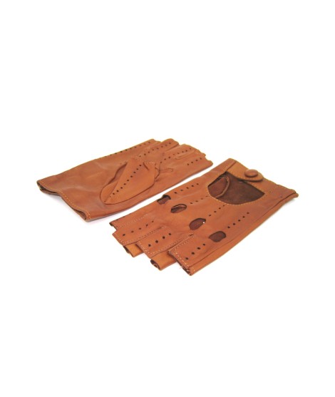 Sermoneta Gloves Guanto Guida in Nappa sfoderato 1/2 dita Tan Soddisfazione Garantita