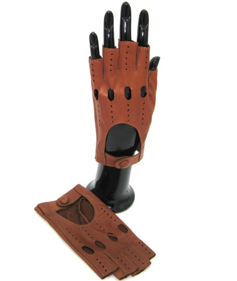 Sermoneta Gloves Guanto Guida in Nappa sfoderato 1/2 dita Tan Soddisfazione Garantita