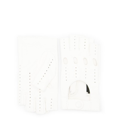 Sermoneta Gloves Guanto Guida in Nappa sfoderato 1/2 dita Bianco Qualità Garantita