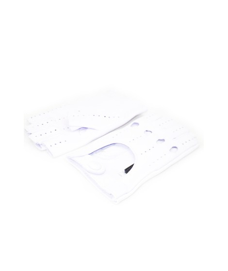 Sermoneta Gloves Guanto Guida in Nappa sfoderato 1/2 dita Bianco Qualità Garantita