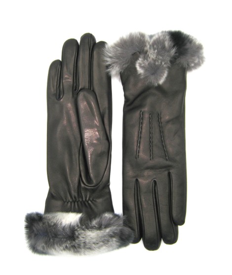 Sermoneta Gloves Guanto Nappa fodera cashmere bordo Rex Nero Sconto
