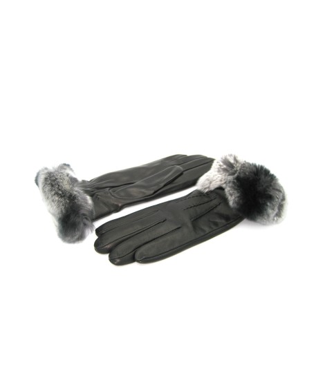 Sermoneta Gloves Guanto Nappa fodera cashmere bordo Rex Nero Sconto